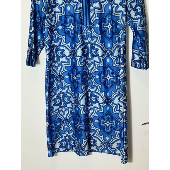 Gretchen Scott Blue & White Boho Print Mini Dress M Medium Women - Picture 3 of 9